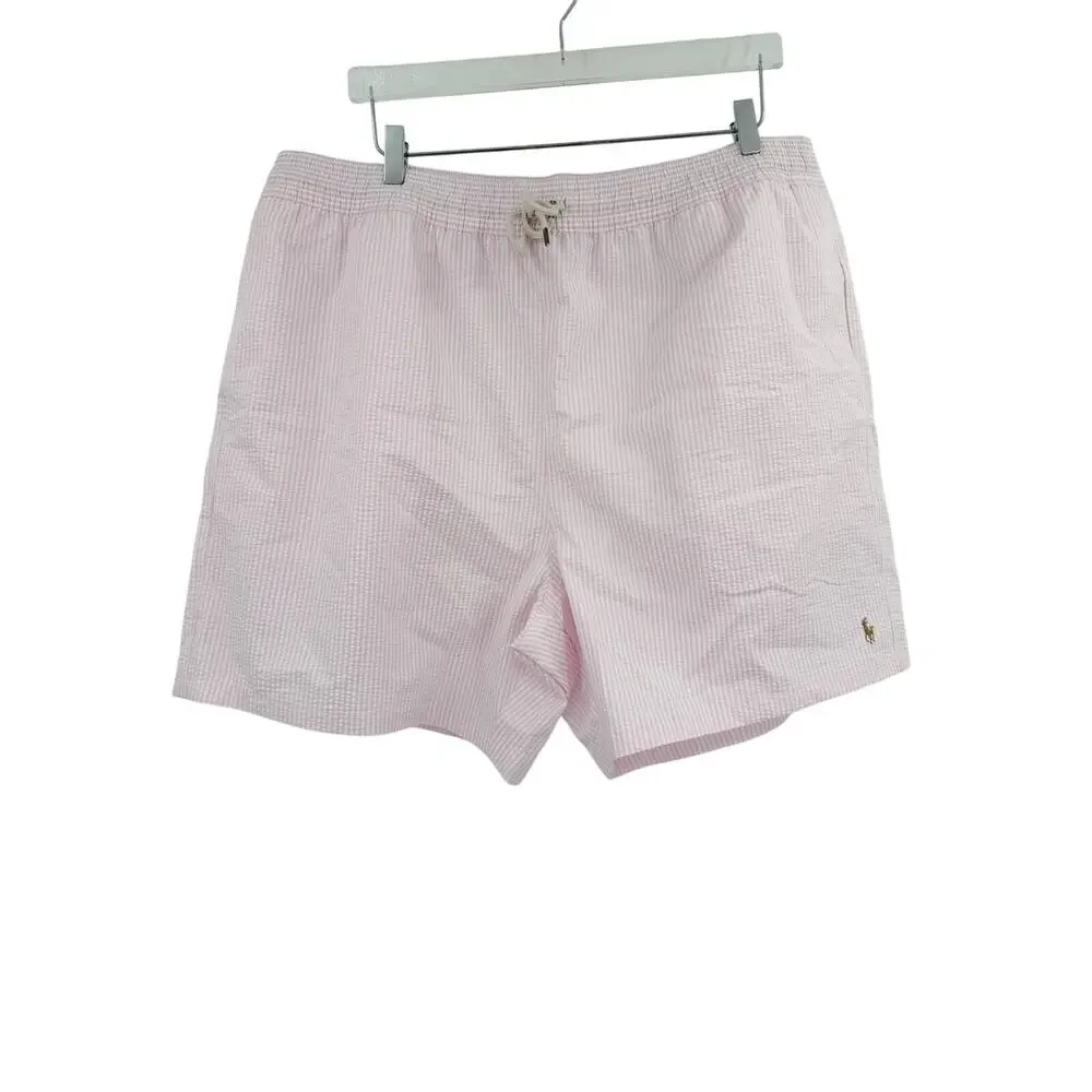 POLO RALPH LAUREN Swim Trunks Size 3XB NEW Traveler Short Pink White Stripe